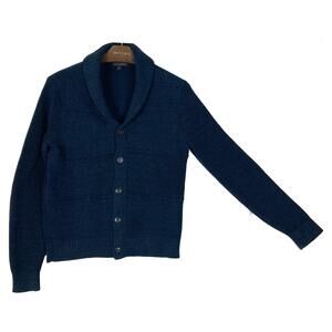 Nwot BANANA REPUBLIC Cardigan Sweater Men M Navy Knit Shawl-Collar Long-Slv